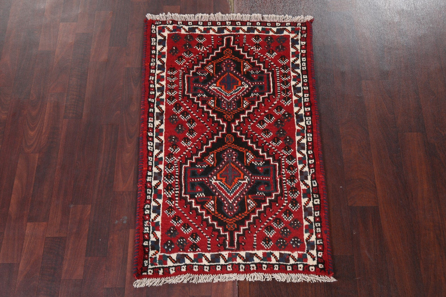 Geometric Red Shiraz Persian Wool Rug 3x4