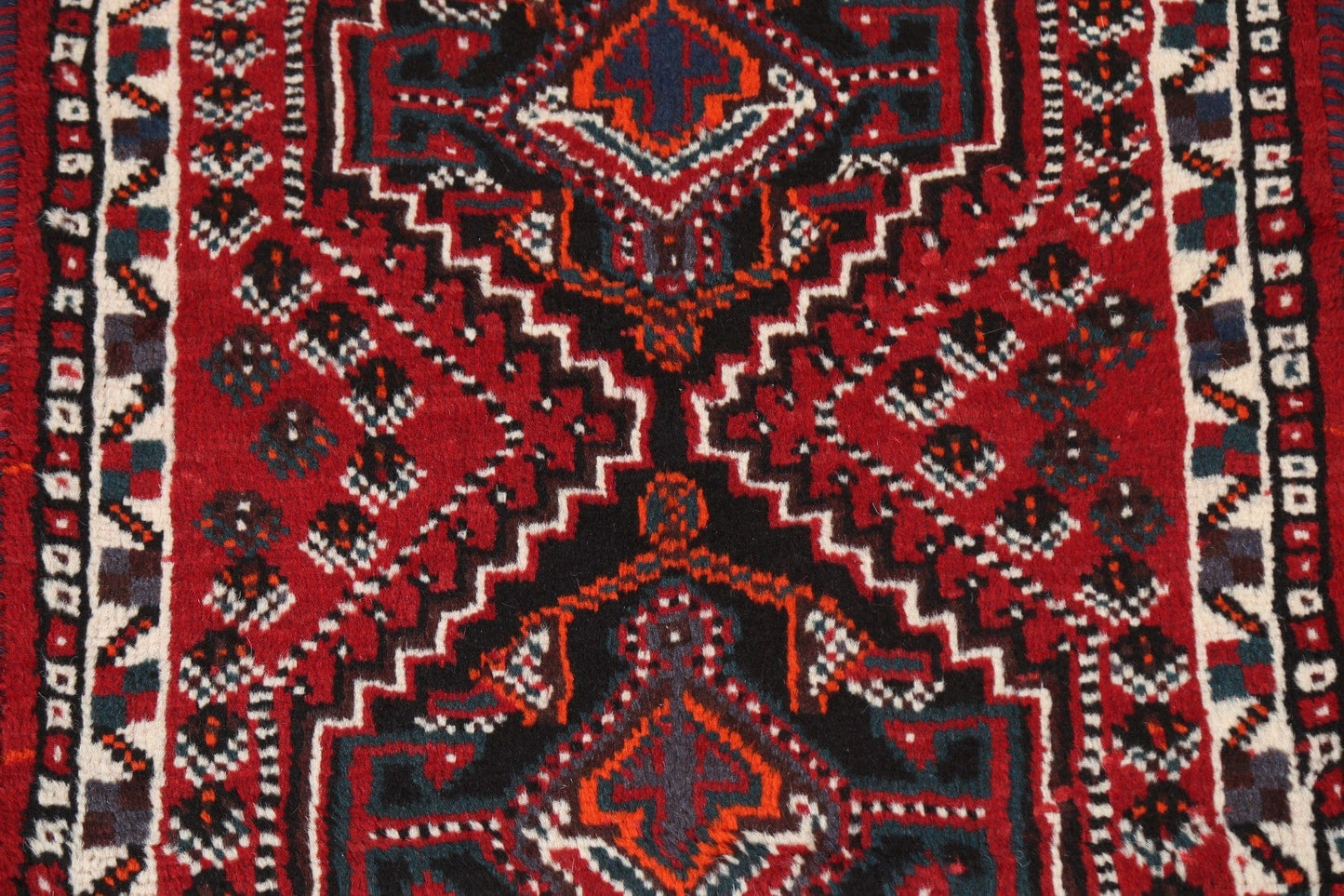 Geometric Red Shiraz Persian Wool Rug 3x4