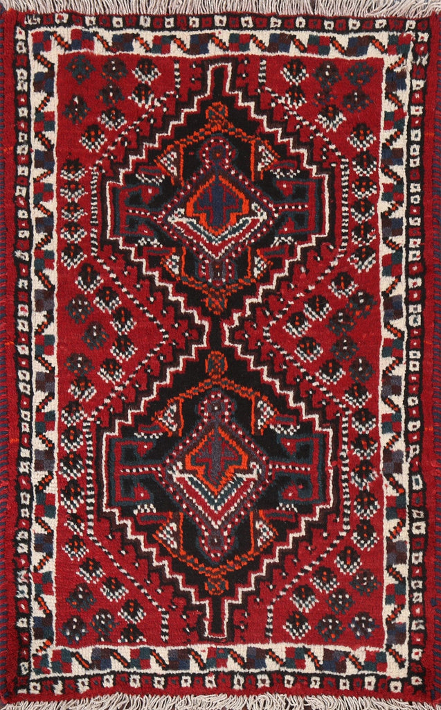 Geometric Red Shiraz Persian Wool Rug 3x4