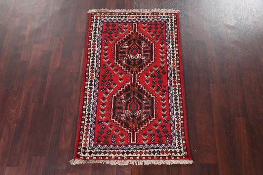 Geometric Red Shiraz Persian Wool Rug 3x4