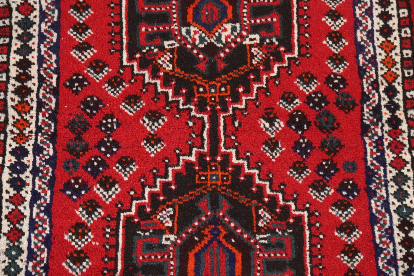 Geometric Red Shiraz Persian Wool Rug 3x4