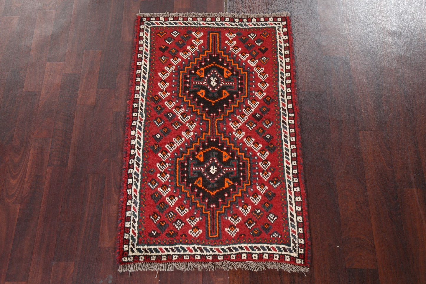 Geometric Red Shiraz Persian Handmade Rug 3x4