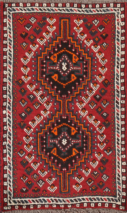 Geometric Red Shiraz Persian Handmade Rug 3x4