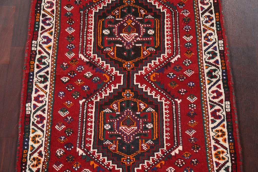 Geometric Red Shiraz Persian Wool Rug 3x4