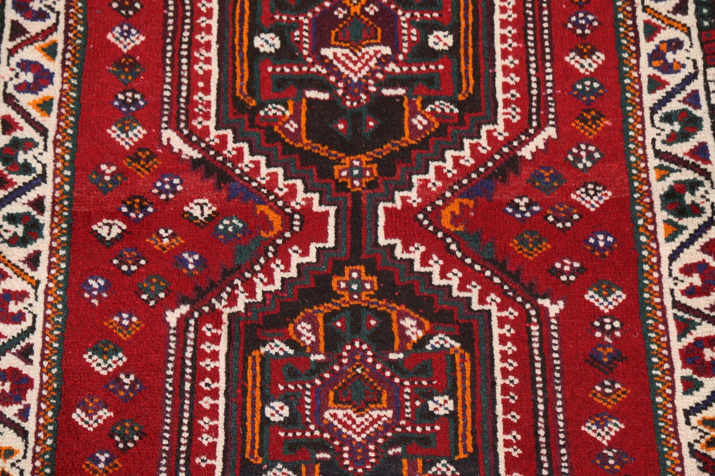 Geometric Red Shiraz Persian Wool Rug 3x4