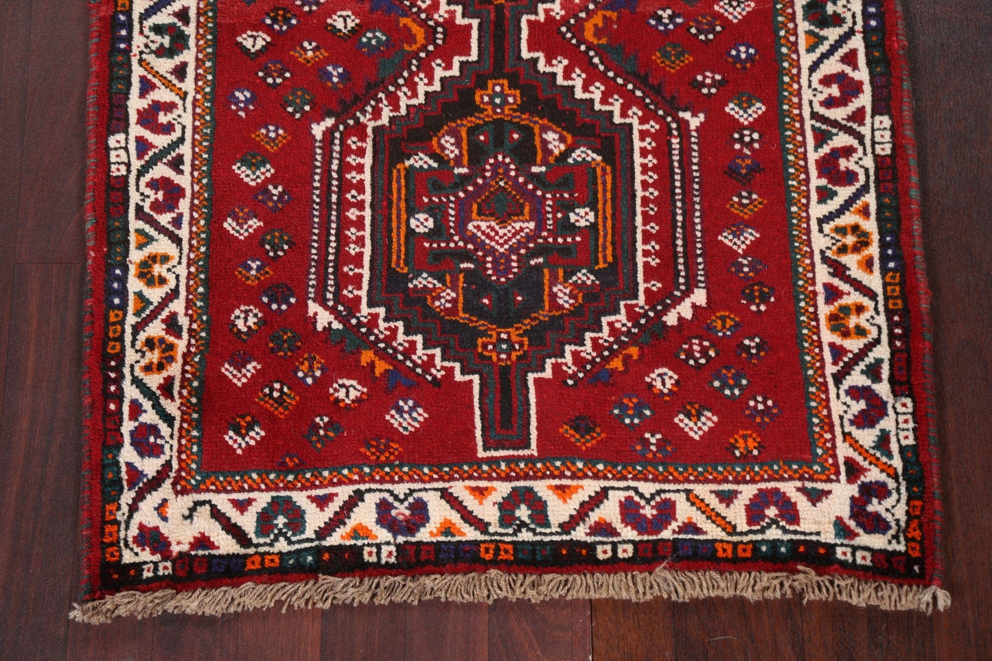 Geometric Red Shiraz Persian Wool Rug 3x4