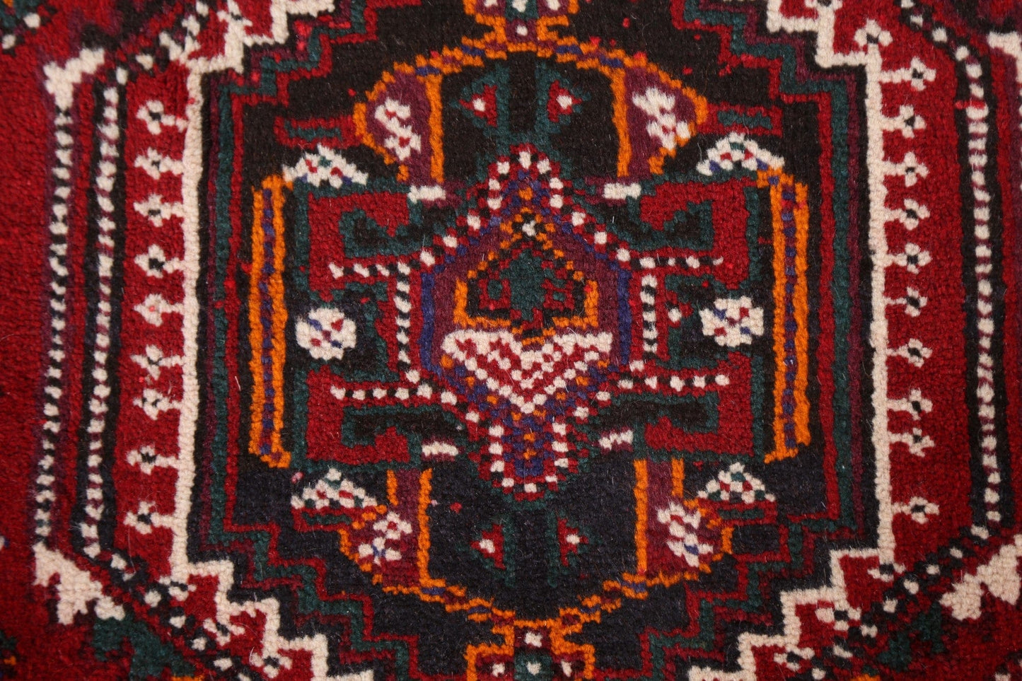 Geometric Red Shiraz Persian Wool Rug 3x4