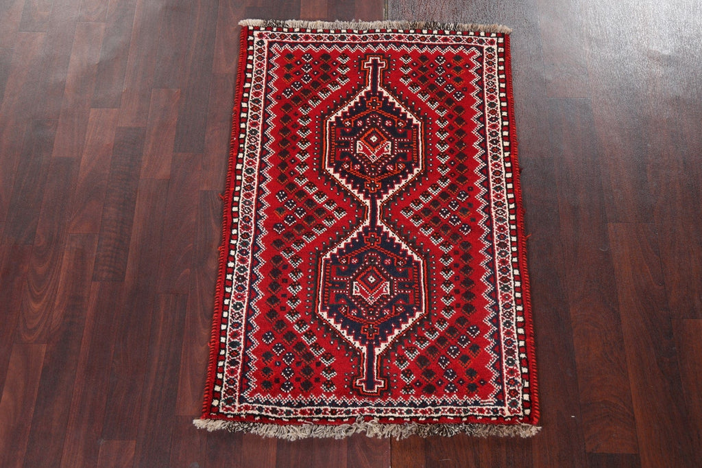 Red Geometric Shiraz Persian Handmade Rug 3x4