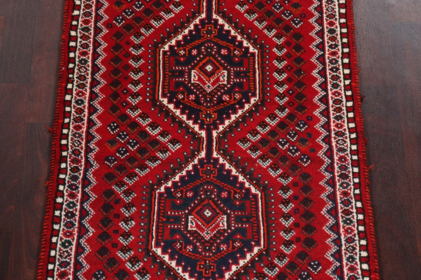 Red Geometric Shiraz Persian Handmade Rug 3x4