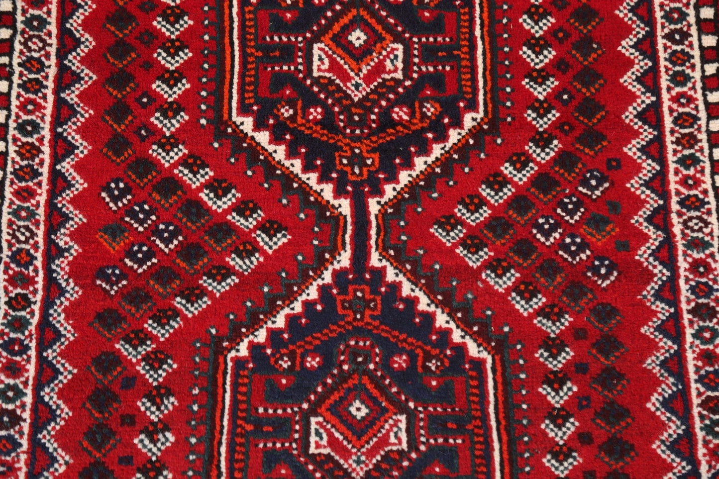 Red Geometric Shiraz Persian Handmade Rug 3x4