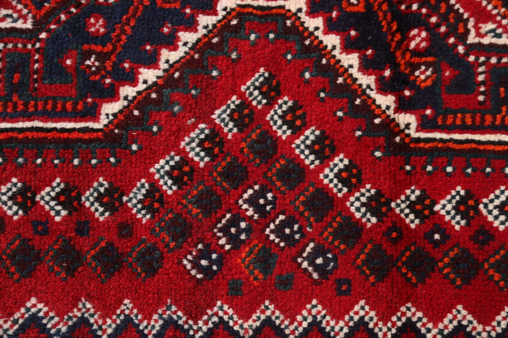 Red Geometric Shiraz Persian Handmade Rug 3x4