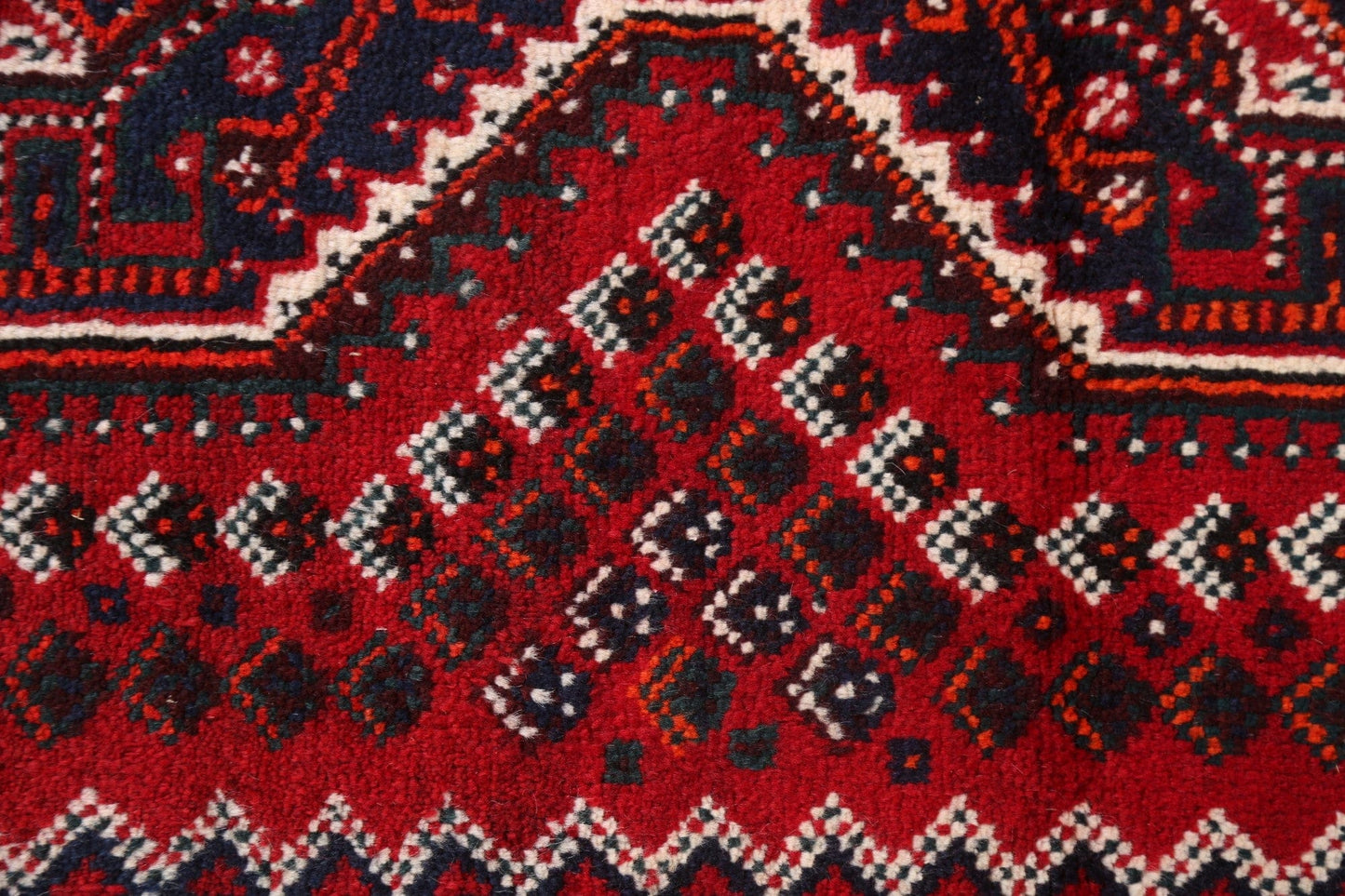 Red Geometric Shiraz Persian Handmade Rug 3x4