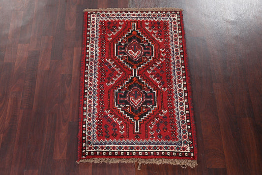 Geometric Red Shiraz Persian Wool Rug 3x4