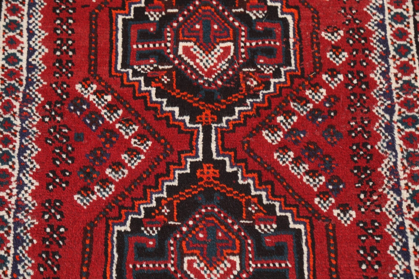 Geometric Red Shiraz Persian Wool Rug 3x4