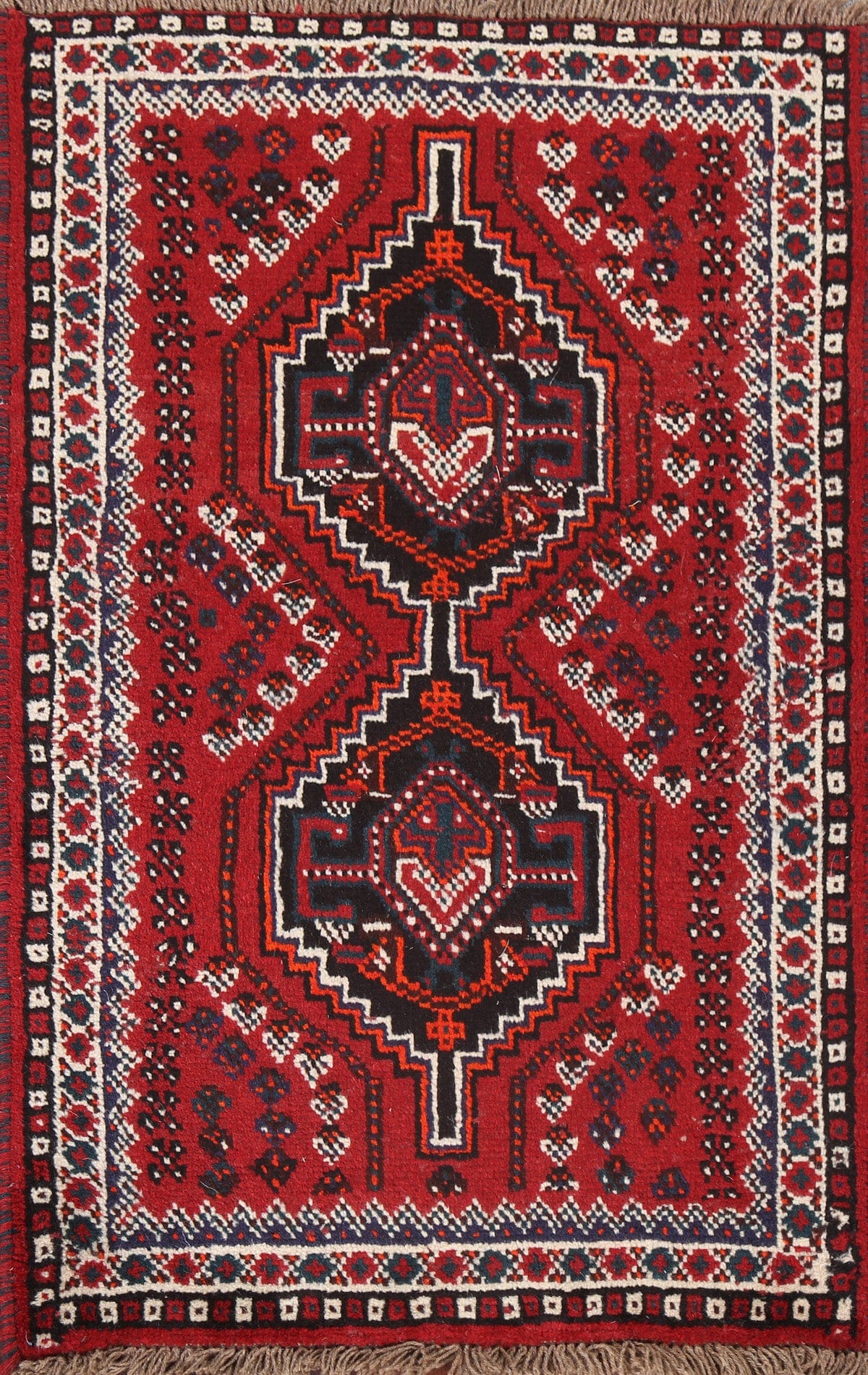 Geometric Red Shiraz Persian Wool Rug 3x4