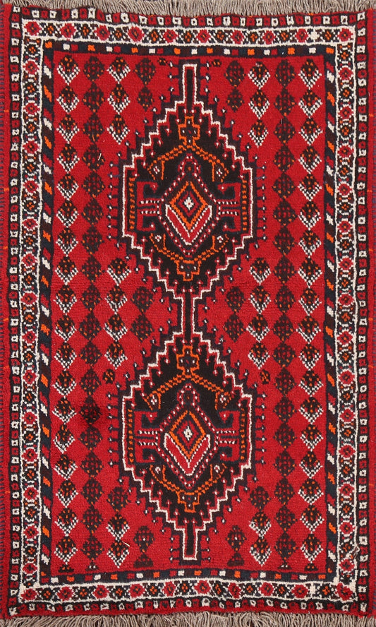 Geometric Red Shiraz Persian Handmade Rug 3x4