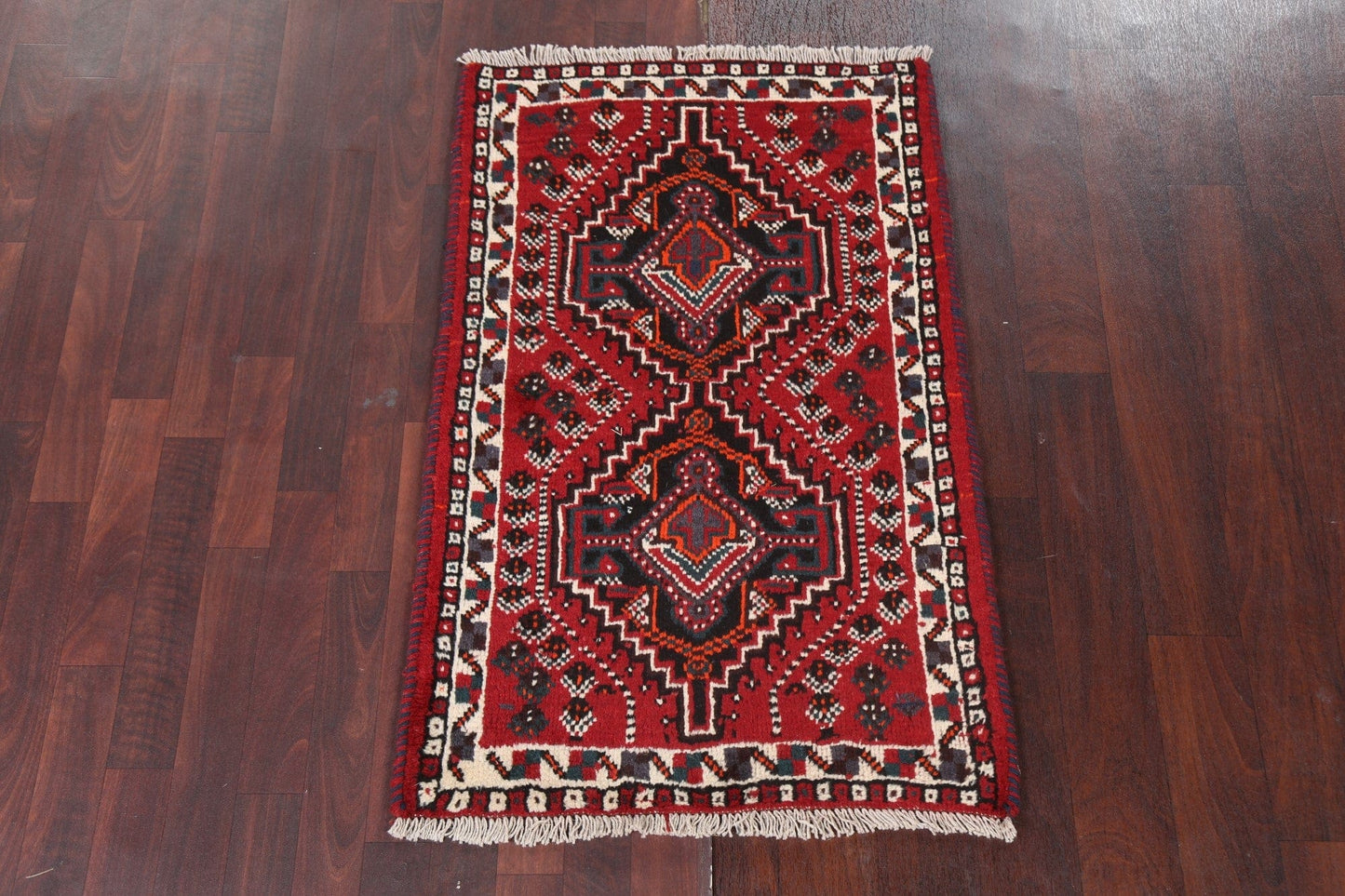 Geometric Red Shiraz Persian Handmade Rug 3x4