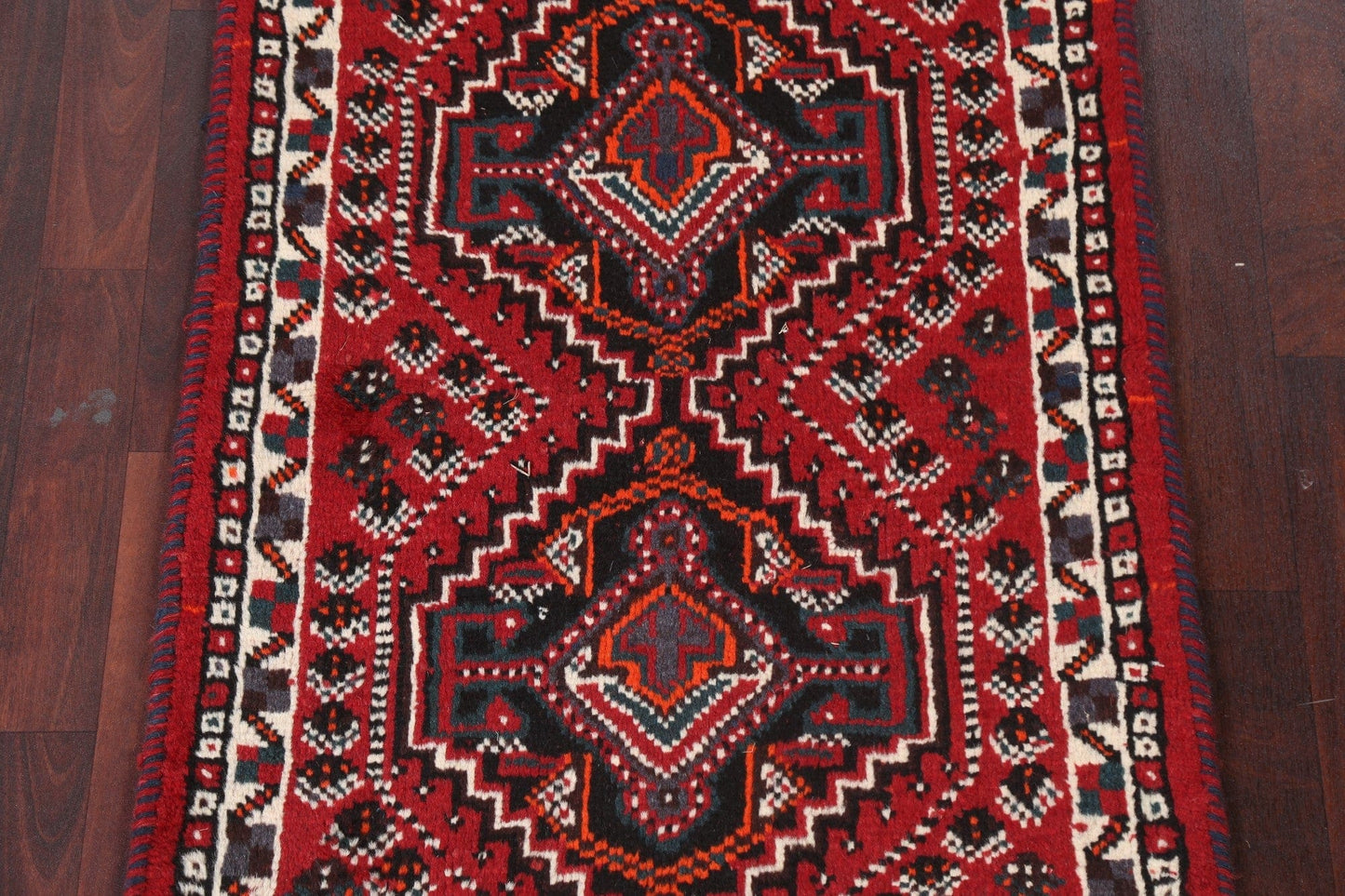 Geometric Red Shiraz Persian Handmade Rug 3x4