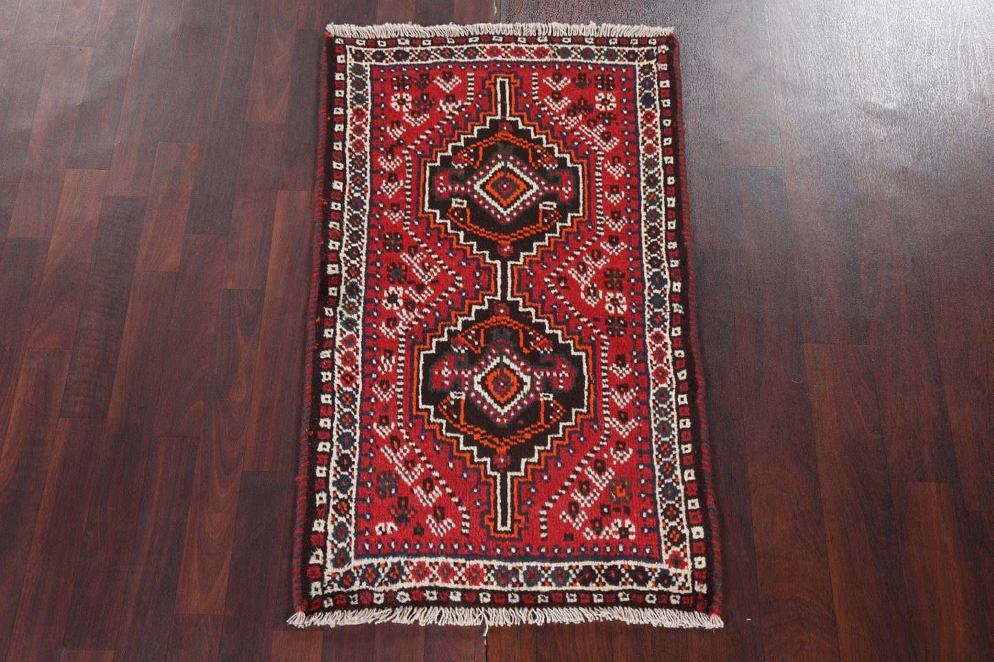 Geometric Red Shiraz Persian Wool Rug 2x4