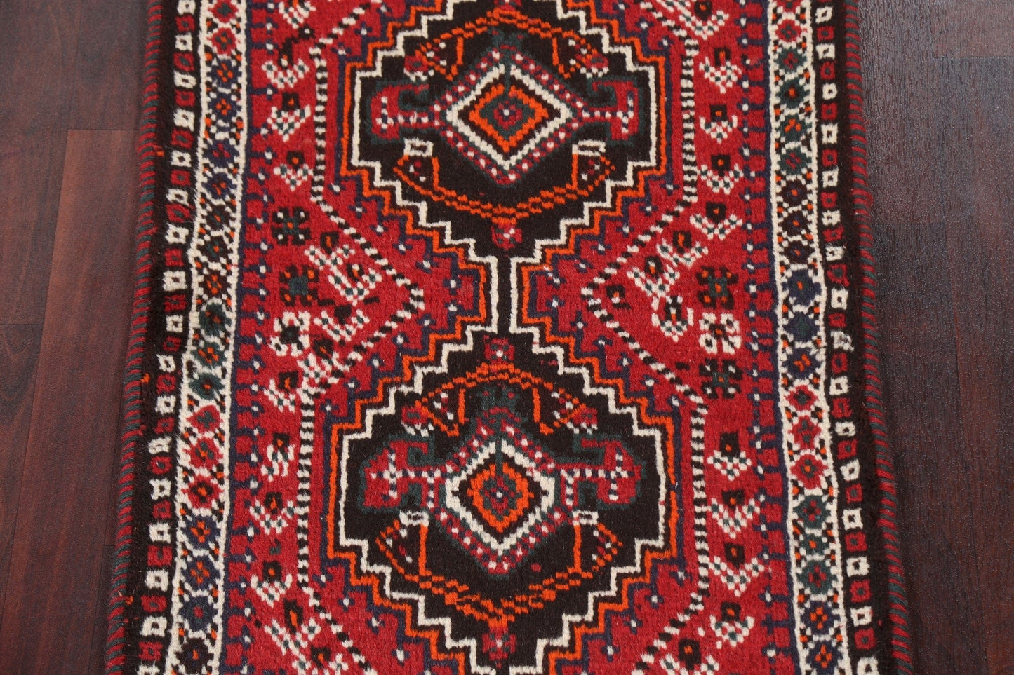 Geometric Red Shiraz Persian Wool Rug 2x4