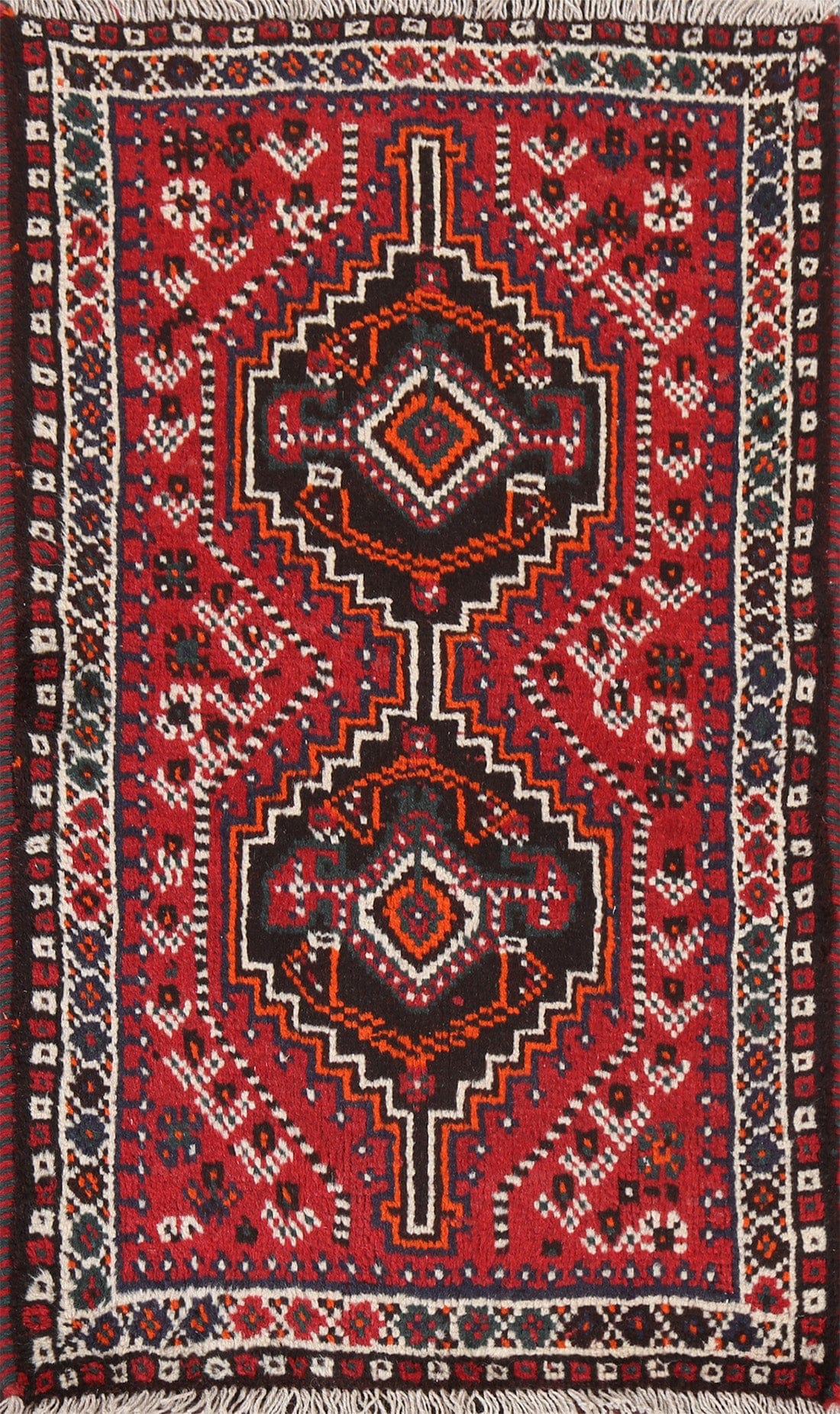 Geometric Red Shiraz Persian Wool Rug 2x4