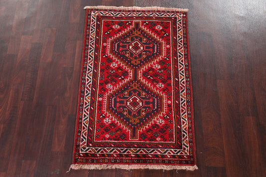 Geometric Red Shiraz Persian Handmade Rug 3x4