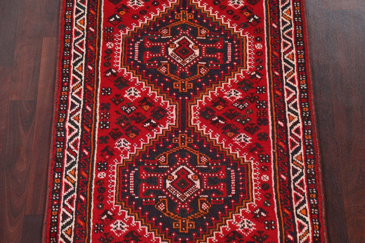 Geometric Red Shiraz Persian Handmade Rug 3x4