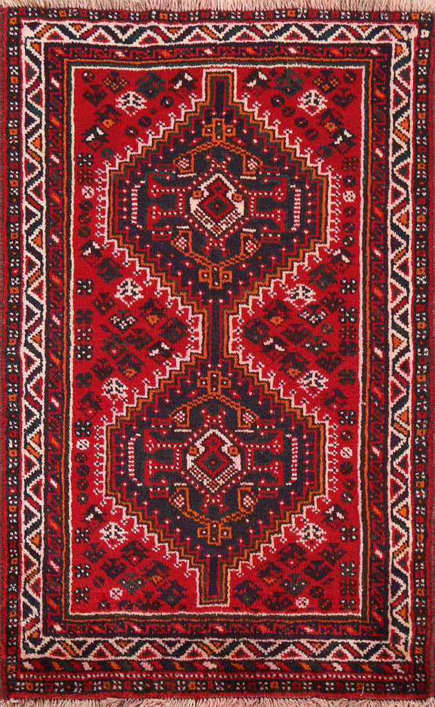 Geometric Red Shiraz Persian Handmade Rug 3x4