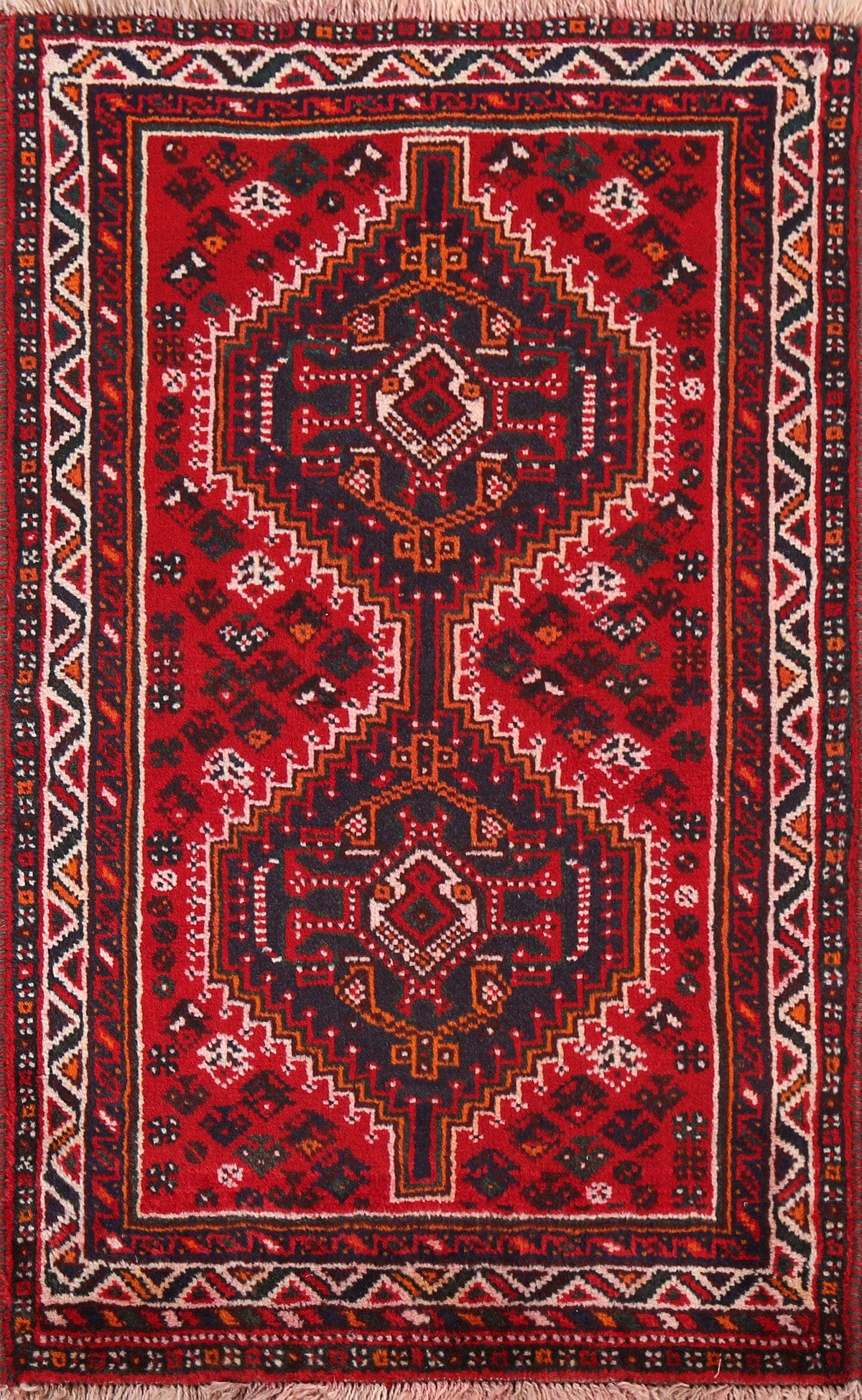 Geometric Red Shiraz Persian Handmade Rug 3x4