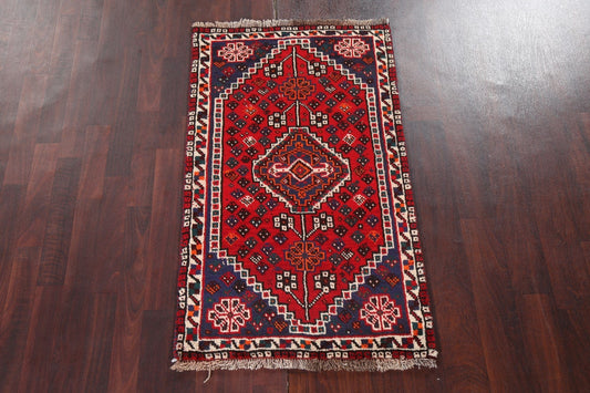 Geometric Red Shiraz Persian Wool Rug 3x4