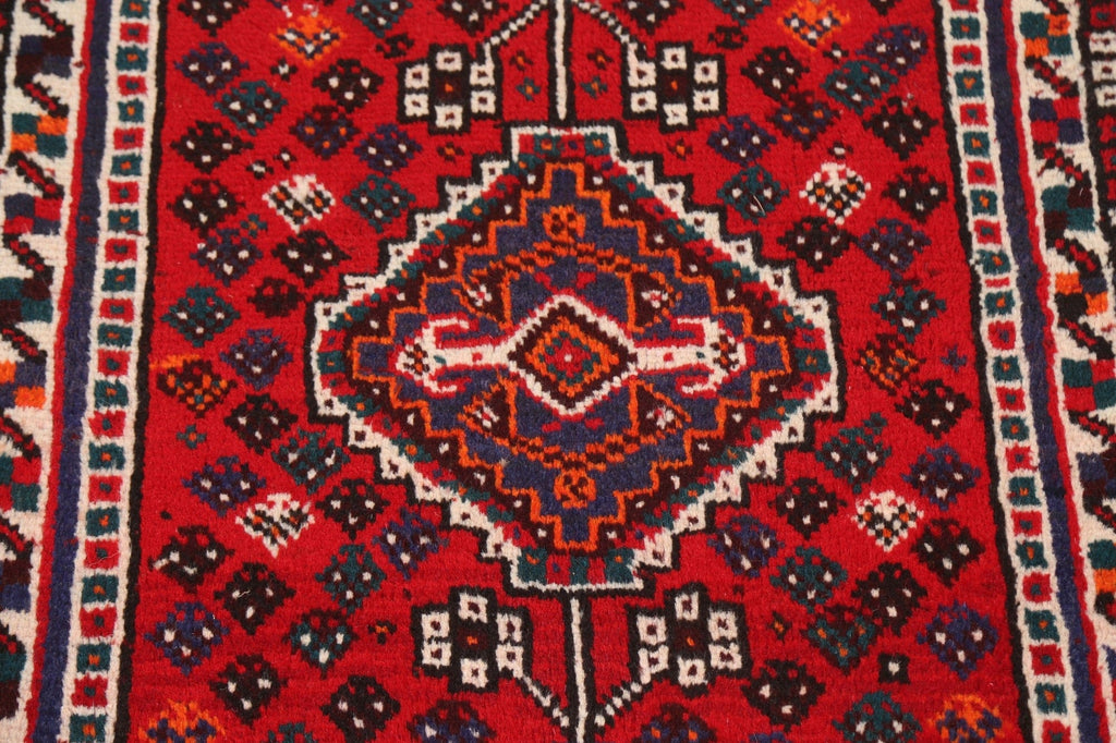 Geometric Red Shiraz Persian Wool Rug 3x4