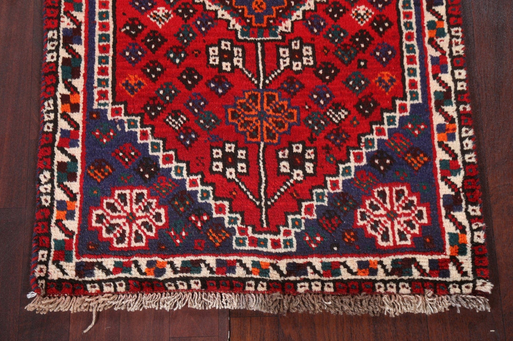 Geometric Red Shiraz Persian Wool Rug 3x4