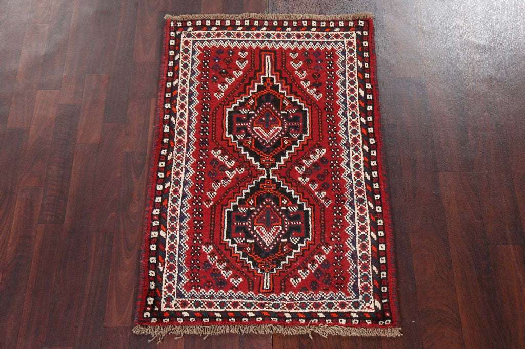 Geometric Red Shiraz Persian Wool Rug 3x4