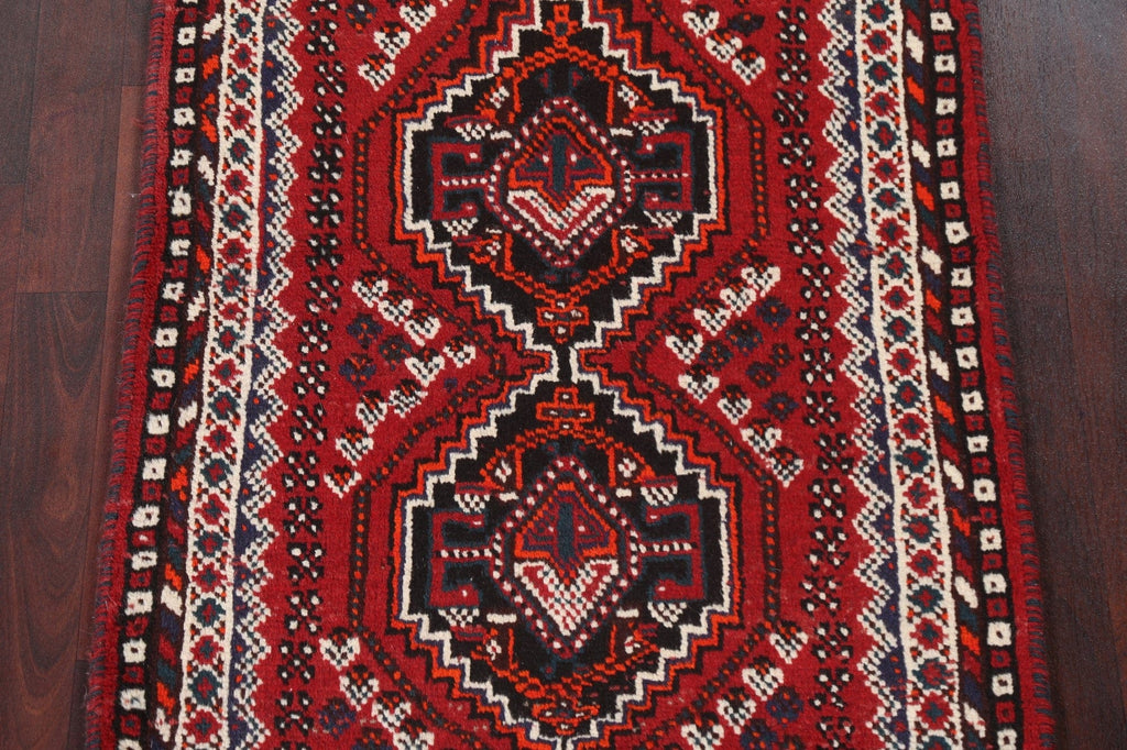 Geometric Red Shiraz Persian Wool Rug 3x4