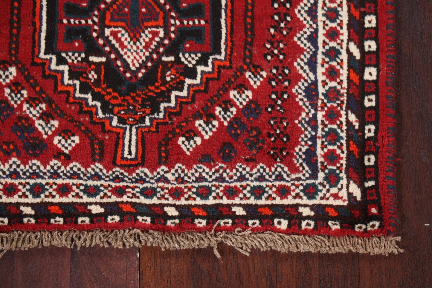 Geometric Red Shiraz Persian Wool Rug 3x4