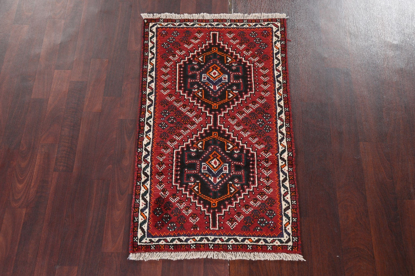 Geometric Red Shiraz Persian Wool Rug 2x4