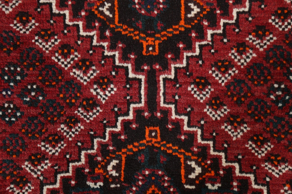 Geometric Red Shiraz Persian Wool Rug 2x4