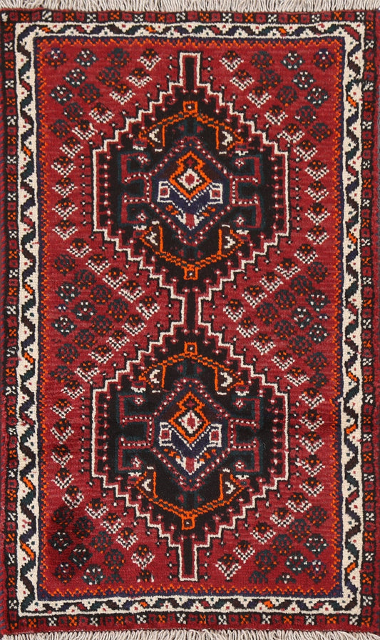 Geometric Red Shiraz Persian Wool Rug 2x4