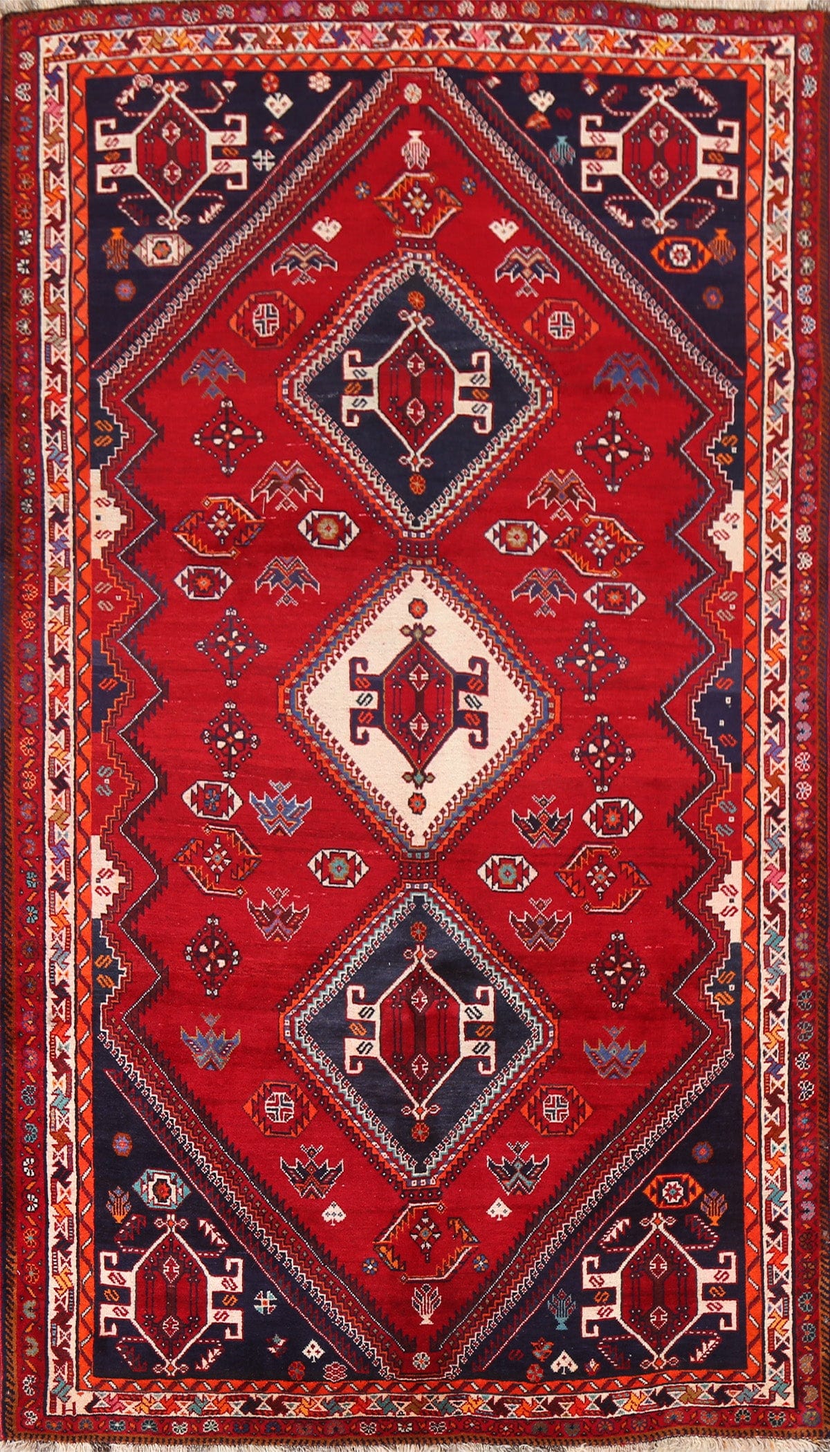 Vintage Wool Shiraz Persian Area Rug 6x10