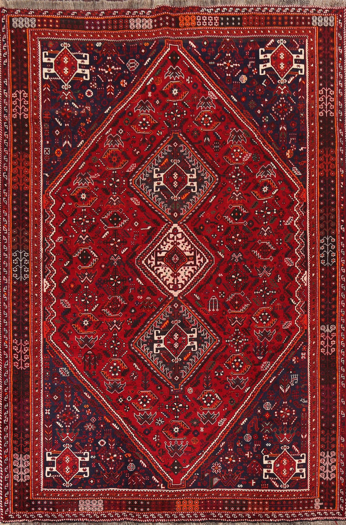 Vintage Tribal Shiraz Persian Area Rug 7x9