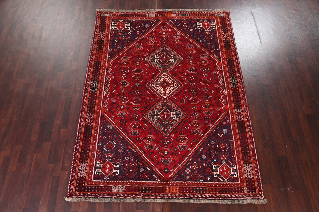 Vintage Tribal Shiraz Persian Area Rug 7x9