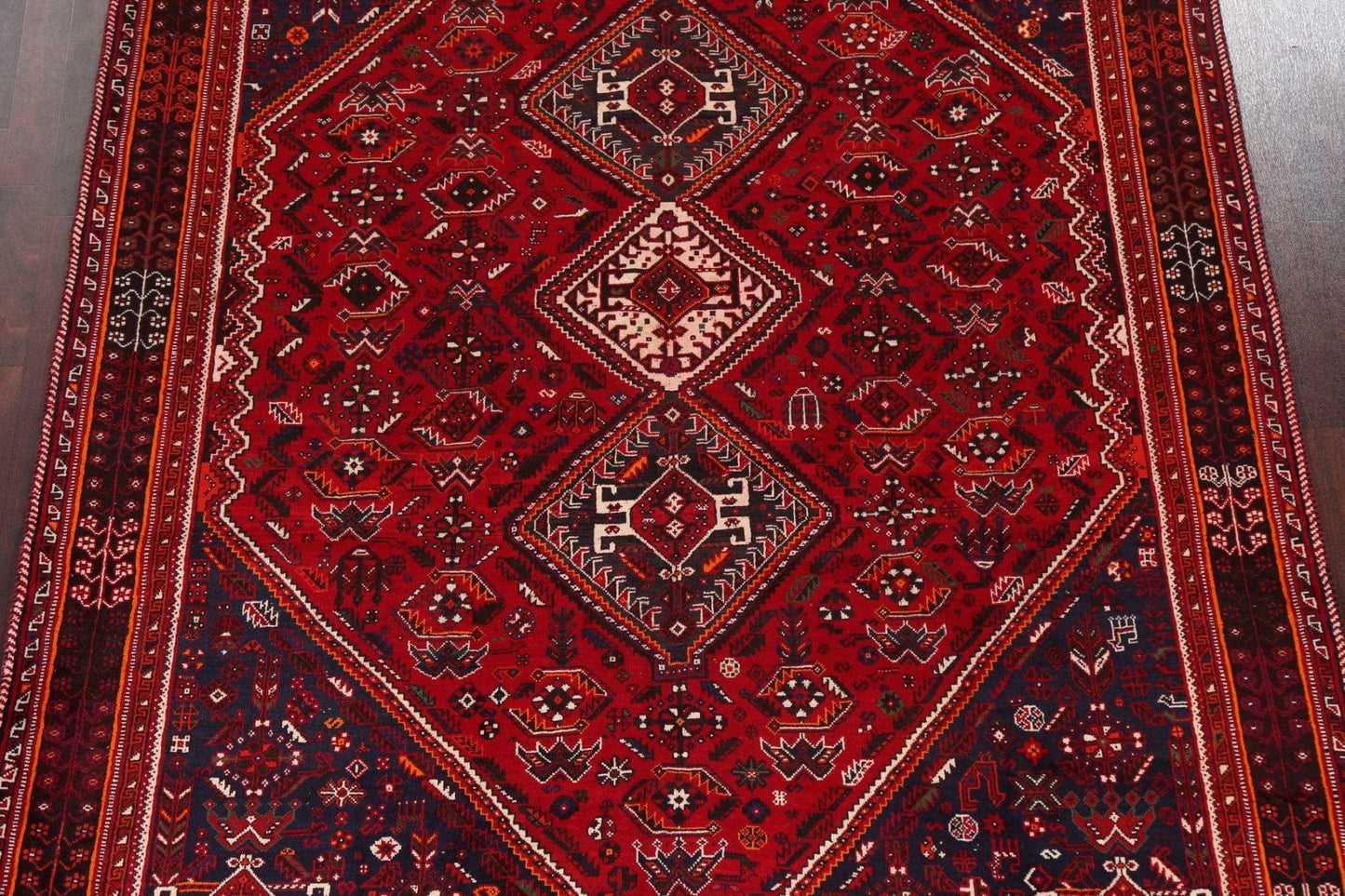 Vintage Tribal Shiraz Persian Area Rug 7x9