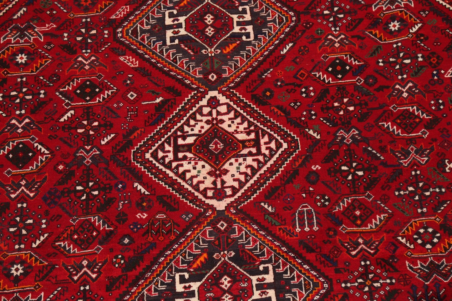 Vintage Tribal Shiraz Persian Area Rug 7x9