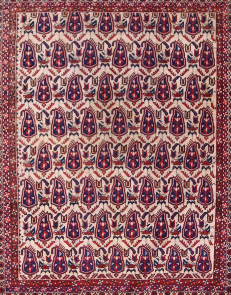 Antique Paisley Afshar Sirjan Kerman Persian Area Rug 5x6