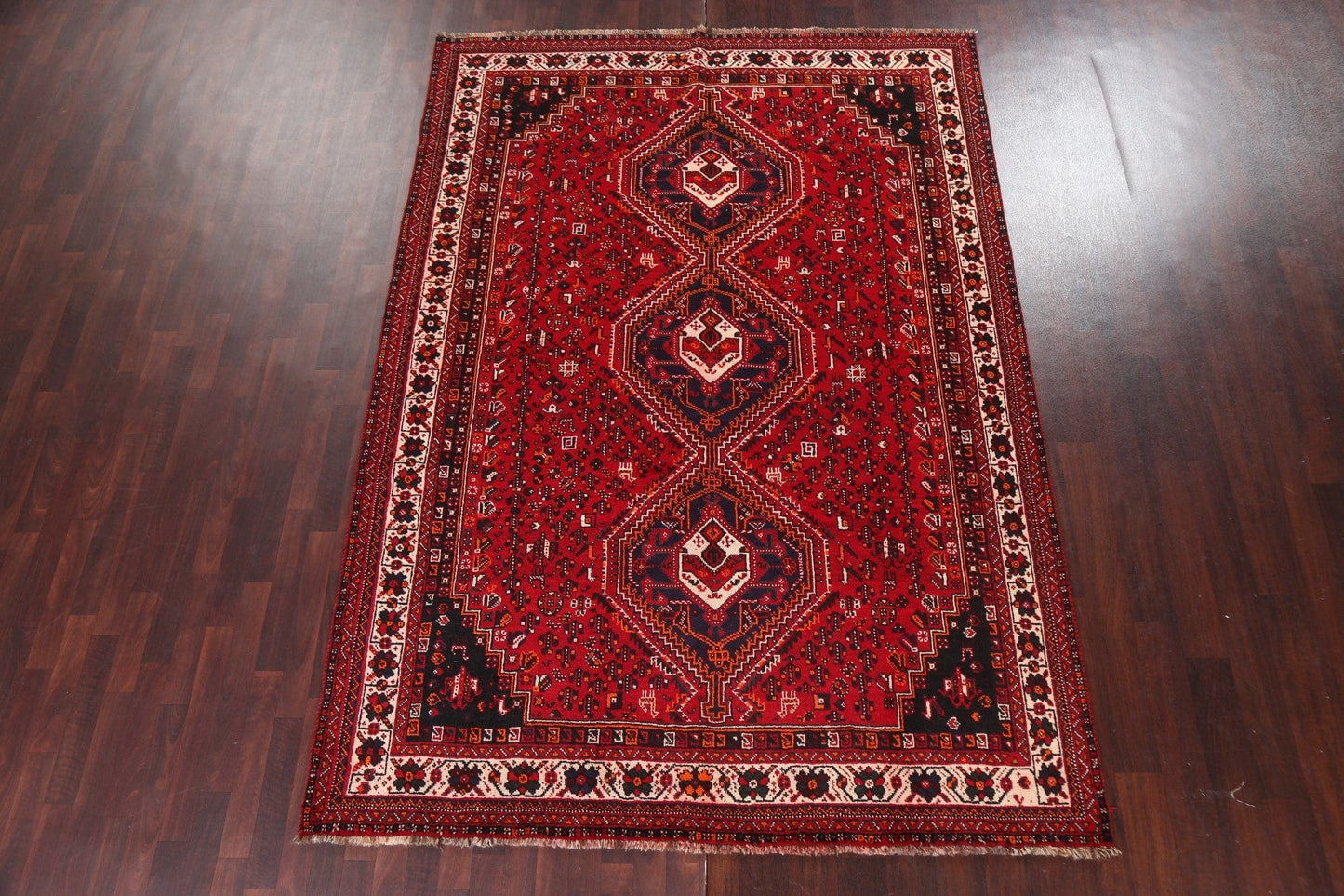 Handmade Vintage Qashqai Persian Area Rug 7x10