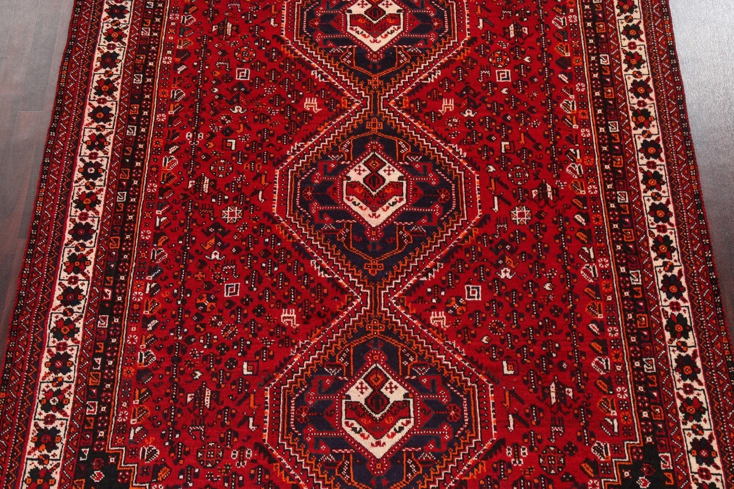 Handmade Vintage Qashqai Persian Area Rug 7x10