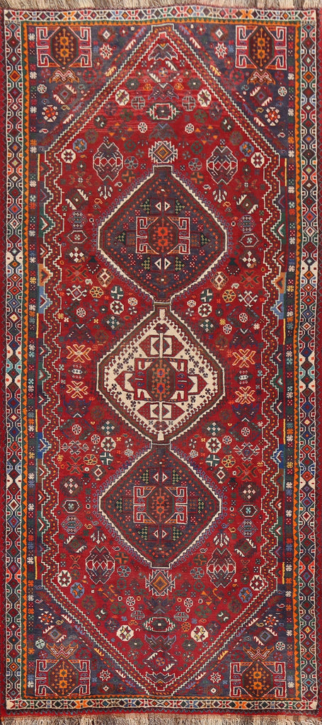 Geometric Red Abadeh Persian Runner Rug 4x9