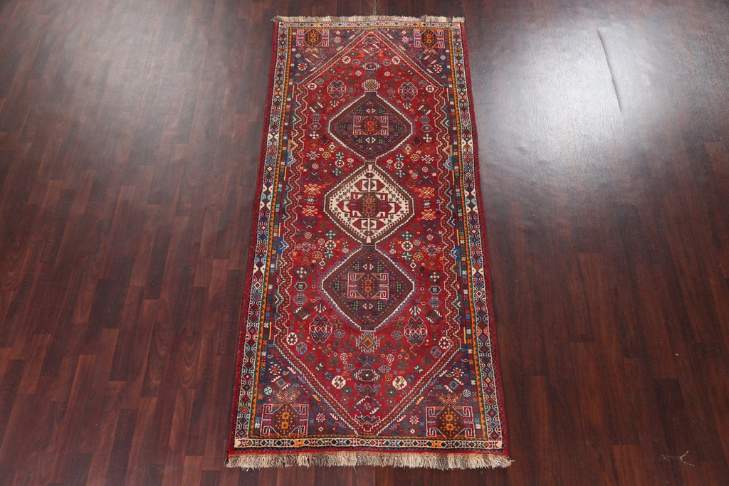 Geometric Red Abadeh Persian Runner Rug 4x9