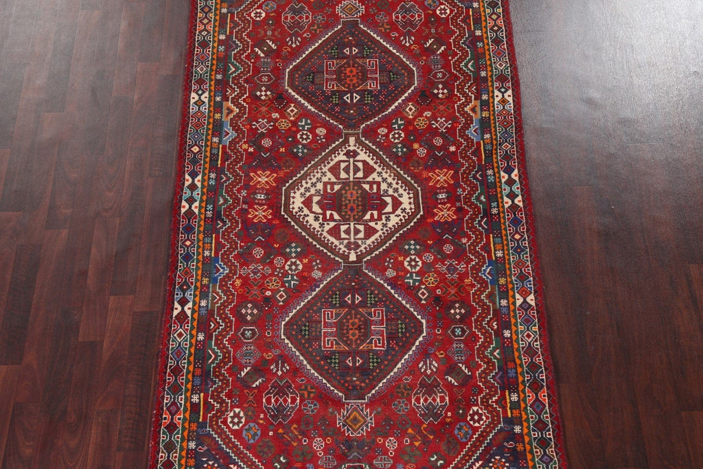 Geometric Red Abadeh Persian Runner Rug 4x9