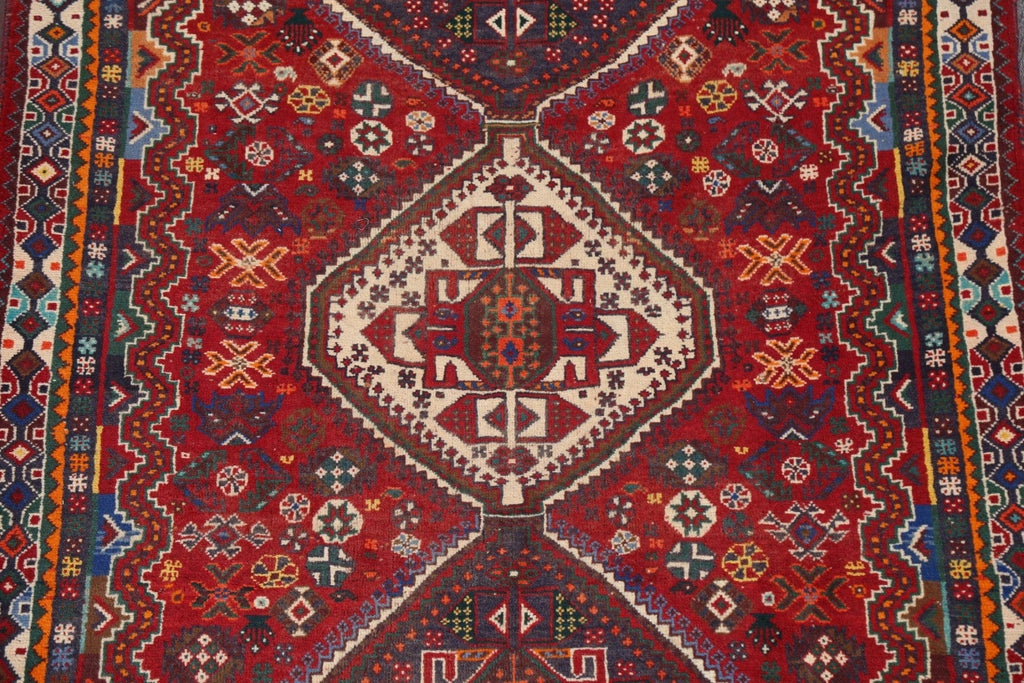 Geometric Red Abadeh Persian Runner Rug 4x9